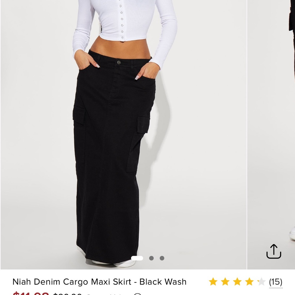 Fashion Nova Black Cargo Maxi Skirt
